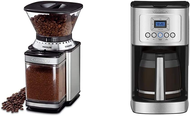 Cuisinart DBM-8 Supreme Grind Automatic Burr Mill, Stainless Steel & DCC-3200P1 Perfectemp Coffee Maker, 14 Cup Progammable with Glass Carafe, Stainless Steel