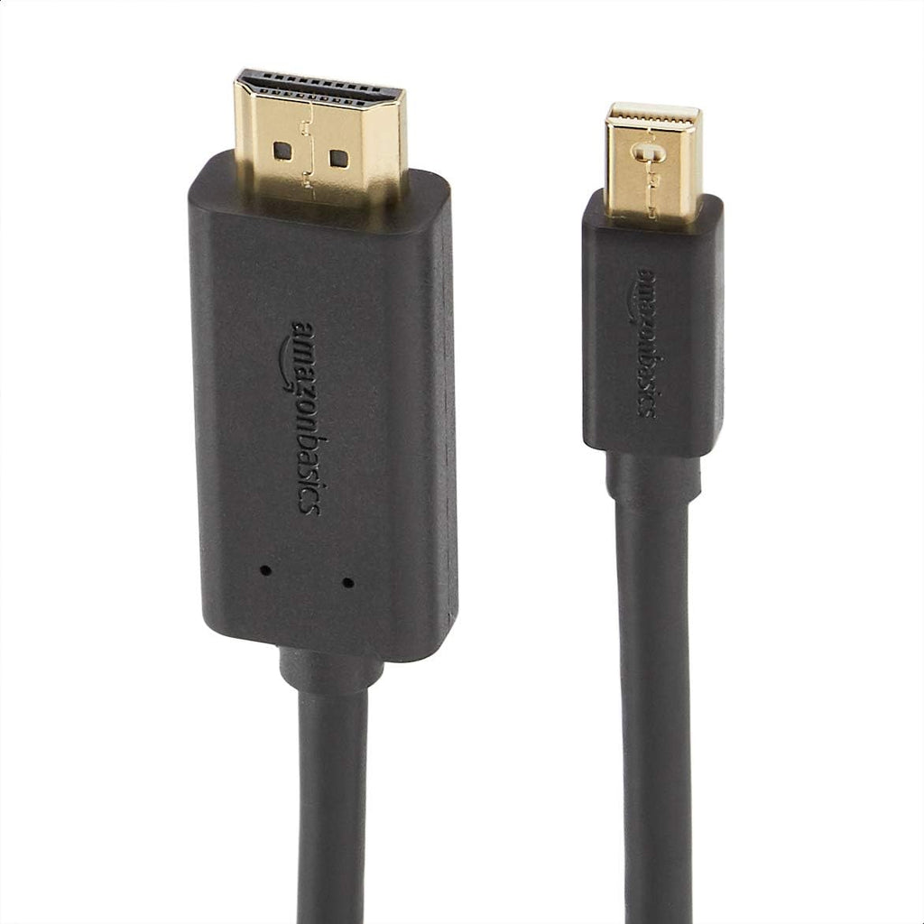 Amazon Basics Mini DisplayPort to HDMI Cable, Gold-Plated, 6 ft, Case of 52, Black