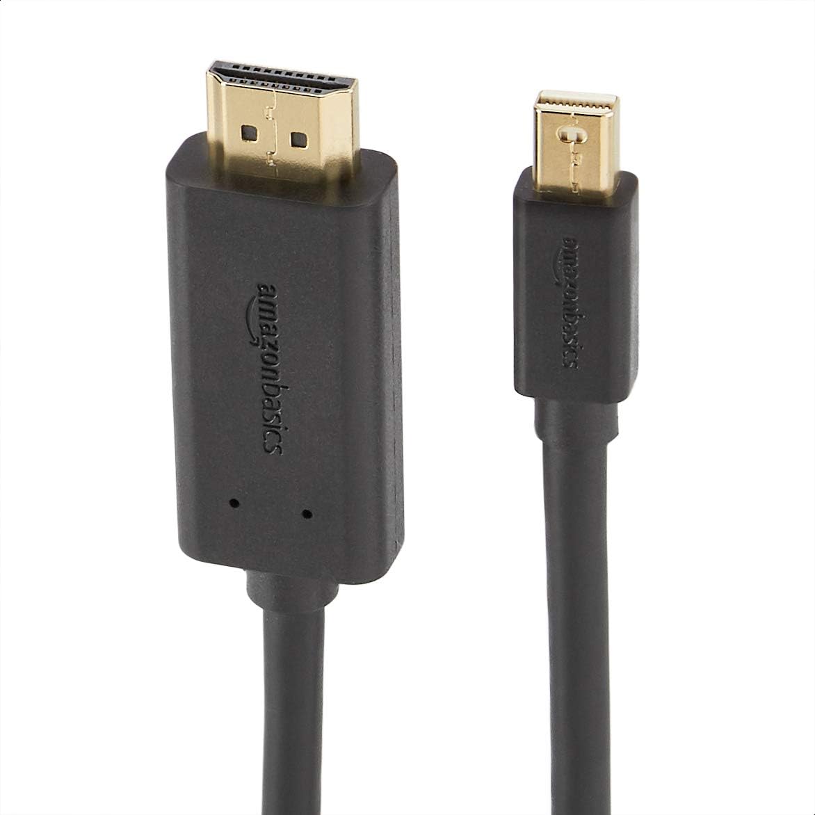Amazon Basics Mini DisplayPort to HDMI Cable, Gold-Plated, 6 ft, Case of 52, Black