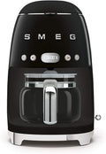 Smeg DCF02BLUK Drip Coffee Machine, Auto-Start Mode, Reuseable Filter, Digital Display, Anti-Drip System, Aroma Intensity Option, 1.4 Litre Tank, Black