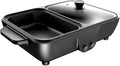 BBQ Smokeless Grill Non-stick Electric Griddle 2-in-1 Indoor Grill Pot Small Multifunctional Electric Cooker Smokeless BBQ Grill Shabu Pot Cooking Pot Temperature Control White 30x22x8.5cm (Color : B