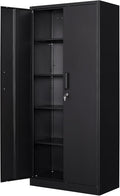 72' Tall Metal Storage Locking Cabinet With 2 Doors and 4 Adjustable Shelves for Home, School, Gym, Garage Storage