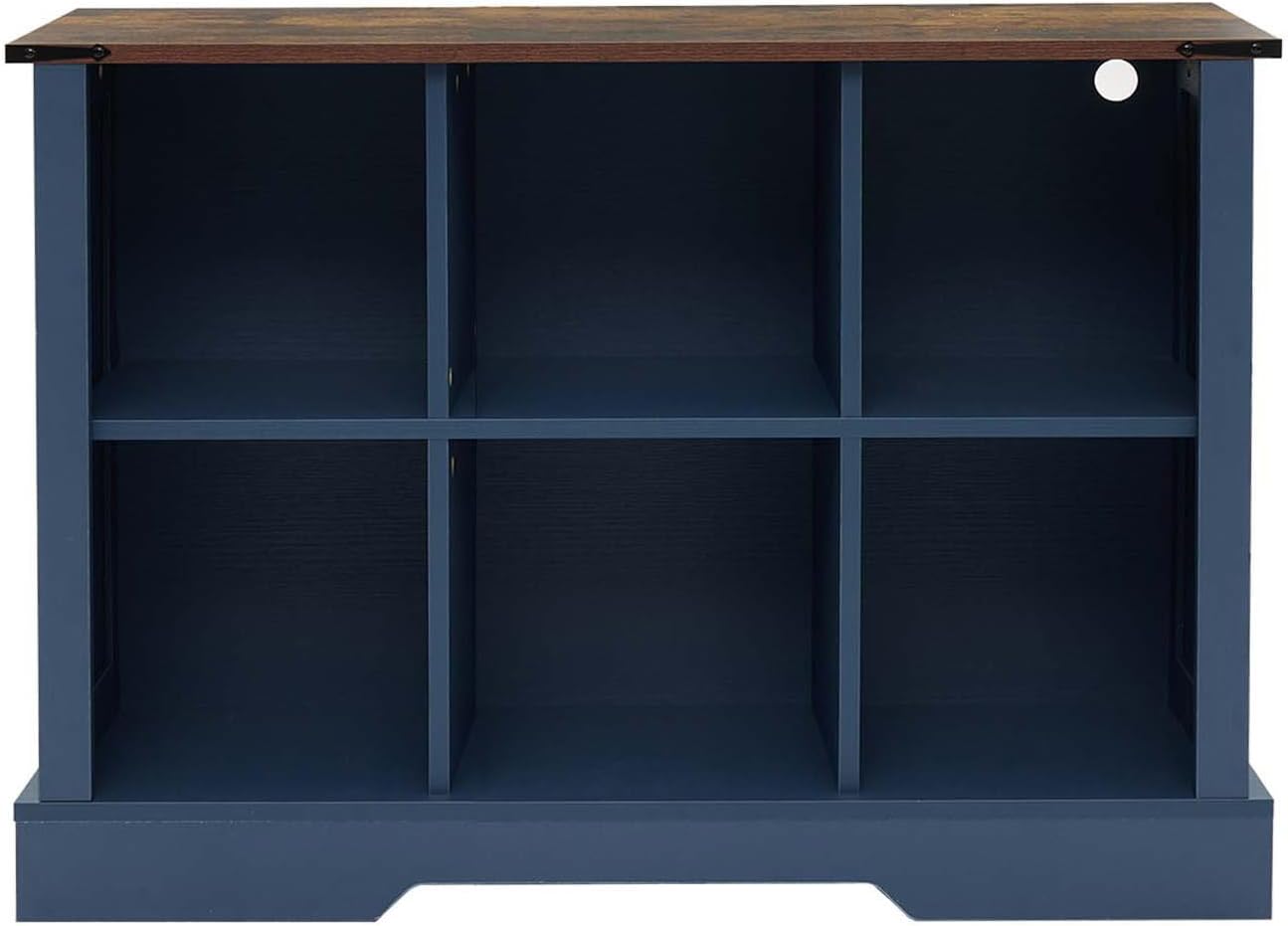 6 Cube Storage Organizer with LED Lights, Wooden Cube Bookcase with Back Panel, Blue Cube Shelf Freestanding Bookshelf, Hallway TV Stand for Living Room, Bedroom, Office