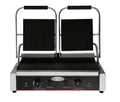 EPG-200GG Double Electric Panini Grill, Grooved Cast Iron Top & Bottom Plates, 120°F–570°F Adjustable Temp, 18-7/64' W Cooking Surface, Drip Tray, Cool-Touch Handle, Stainless Steel