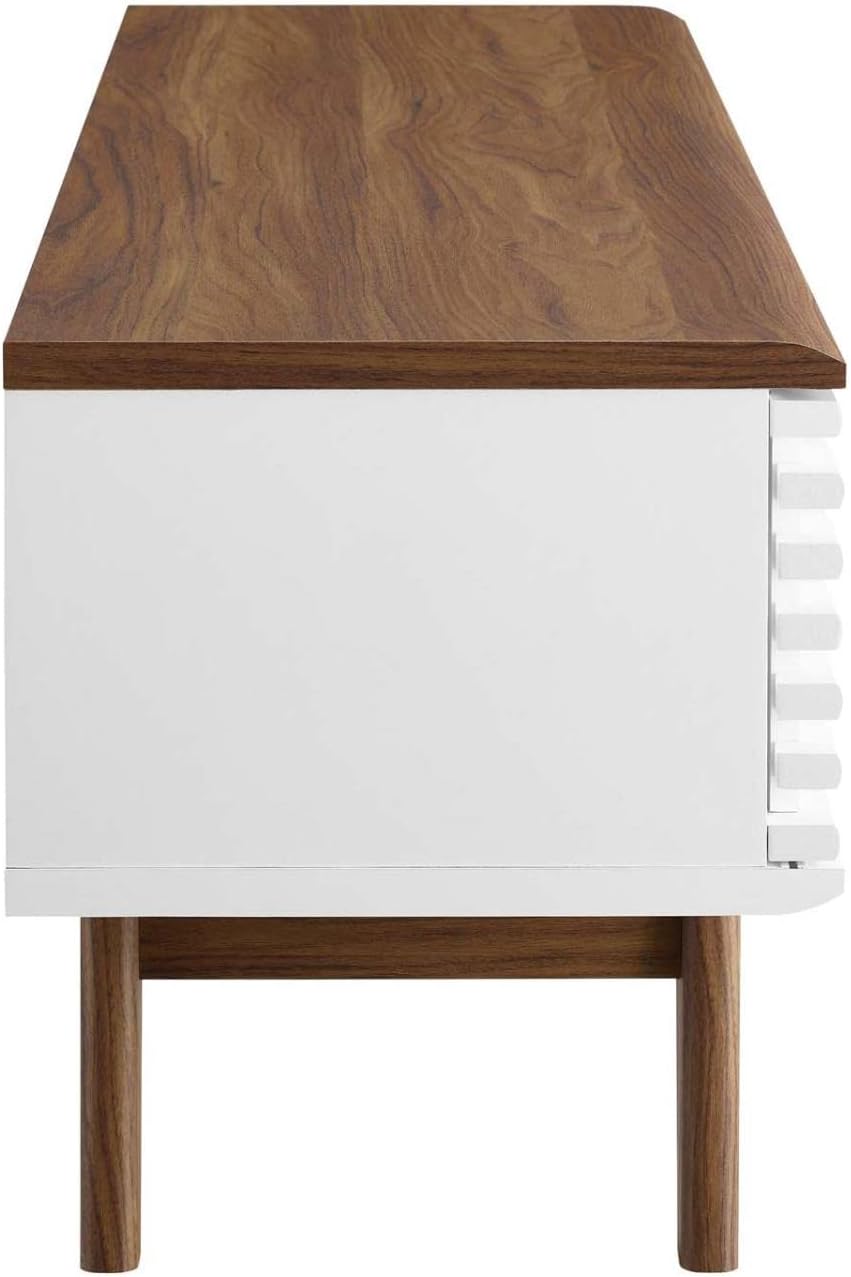 Modway Render Mid-Century Modern Low Profile 48 Inch TV Stand in Walnut White, 48'
