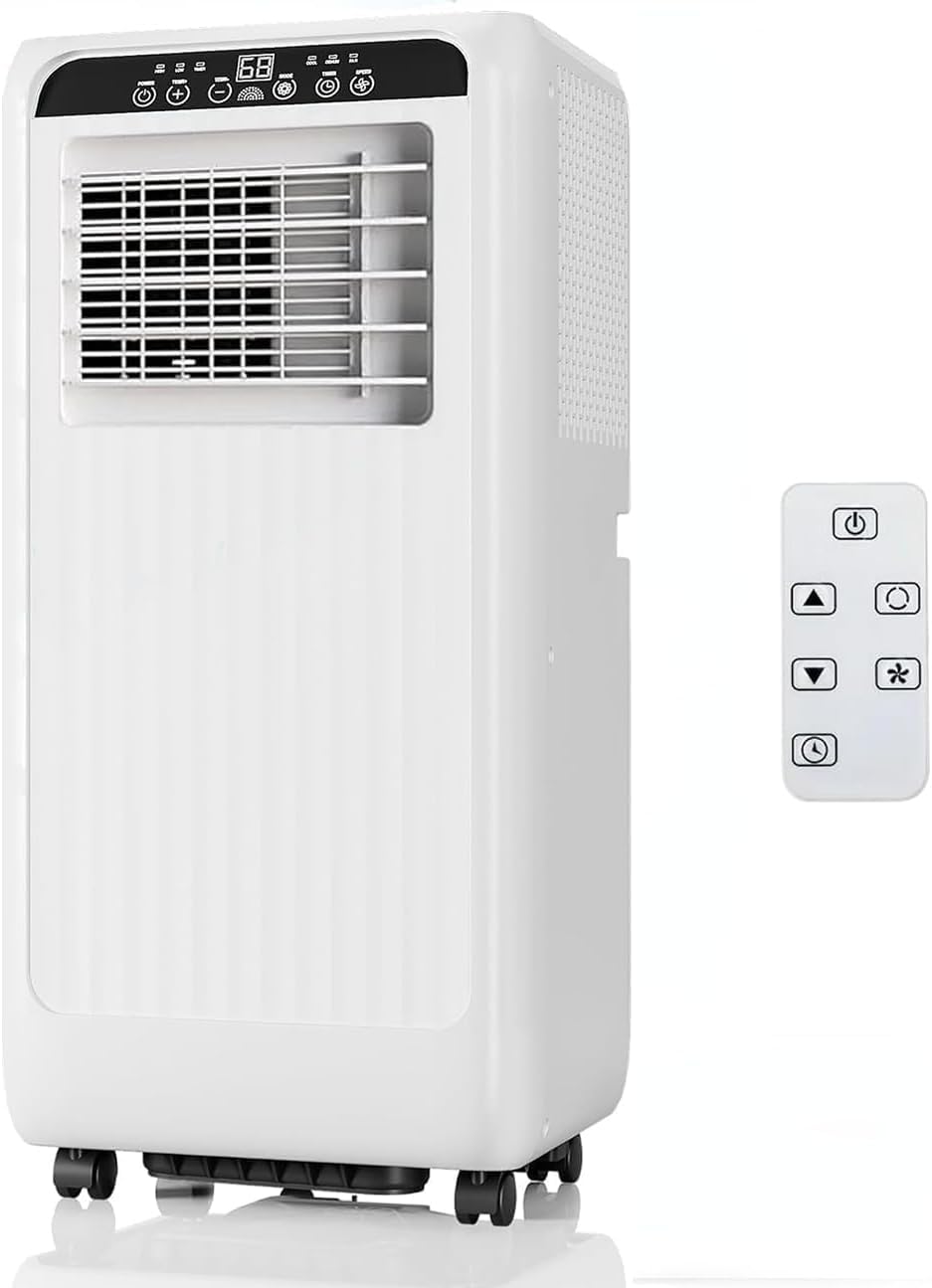 GarveeTech 8000 BTU Portable Air Conditioner, 3 in 1 AC Unit for 350 Sq.Ft. with Built In Dehumidifier, 2 Speed Fan, Timer, Remote, Led Display, Small Air Cooler for Bedroom RV, White