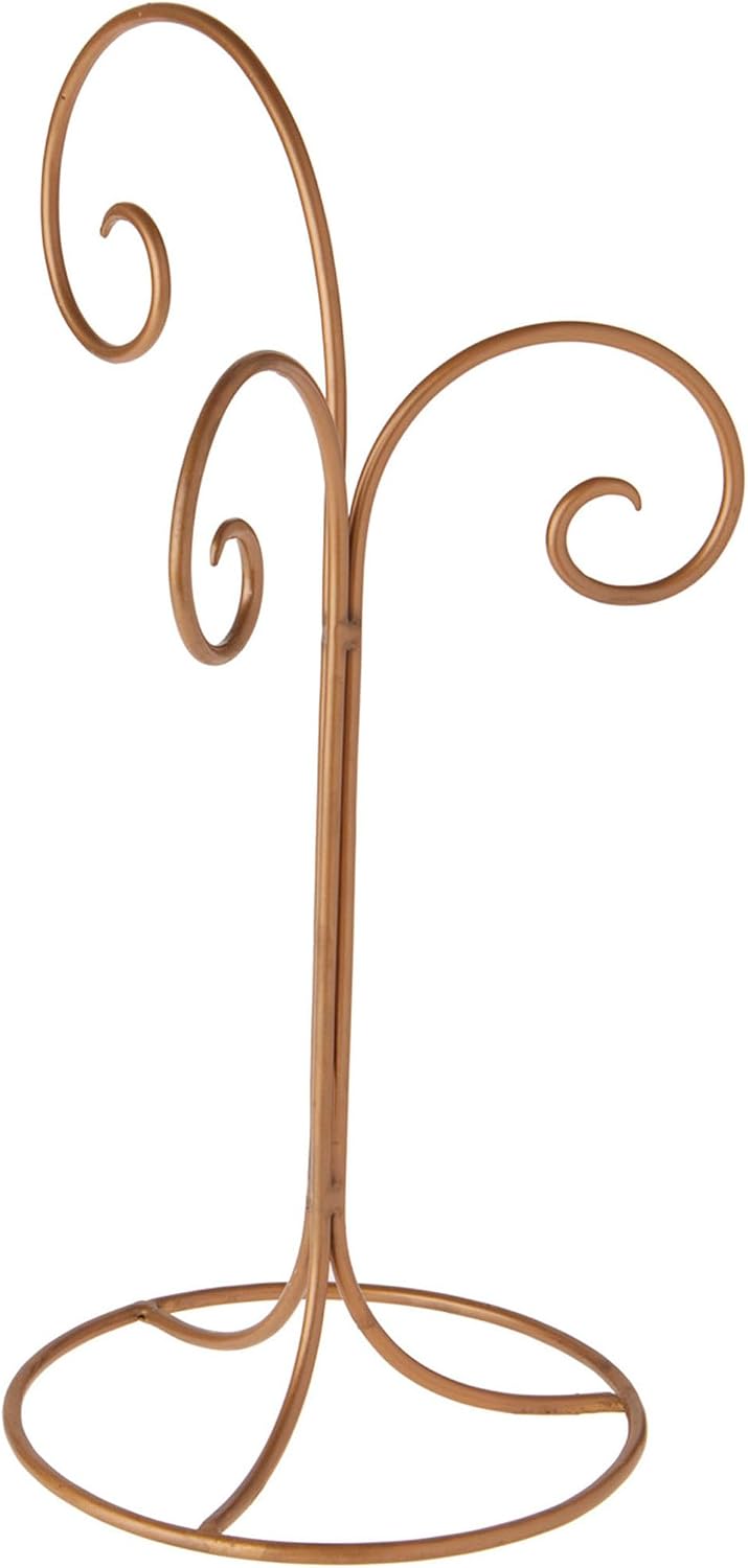 Bard's Wrought Iron 3 Arm Gold-Toned Ornament Stand, 17' H x 7.5' W x 7.5' D, Pack of 4