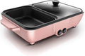 BBQ Smokeless Grill Non-stick Electric Griddle 2-in-1 Indoor Grill Pot Small Multifunctional Electric Cooker Smokeless BBQ Grill Shabu Pot Cooking Pot Temperature Control White 30x22x8.5cm (Color : P