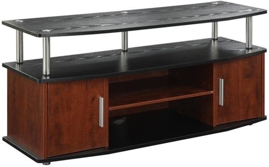Convenience Concepts Designs2Go Monterey TV Stand 47.25' - Family Room Entertainment Center with Storage Cabinets and Shelves, Modern TV Console for Living Room, Office, Cherry/Black
