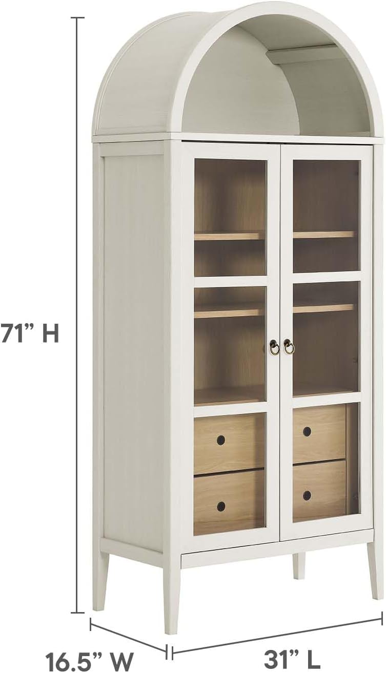 Modway EEI-6639-WHI-OAK Nolan Tall Arched Storage Display Cabinet, White Oak