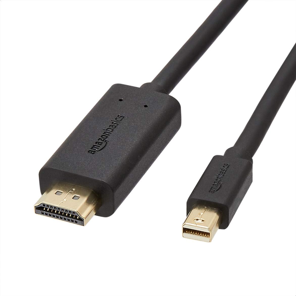 Amazon Basics Mini DisplayPort to HDMI Cable, Gold-Plated, 6 ft, Case of 52, Black