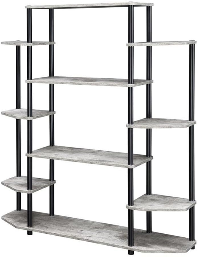 Convenience Concepts Designs2Go No Tools Wall Unit Bookshelf 47.25' - Contemporary Storage Shelves for Display, 10 Spacious Shelves for Modern Living Room, Office, Den, Faux Birch/Black