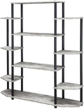 Convenience Concepts Designs2Go No Tools Wall Unit Bookshelf 47.25' - Contemporary Storage Shelves for Display, 10 Spacious Shelves for Modern Living Room, Office, Den, Faux Birch/Black