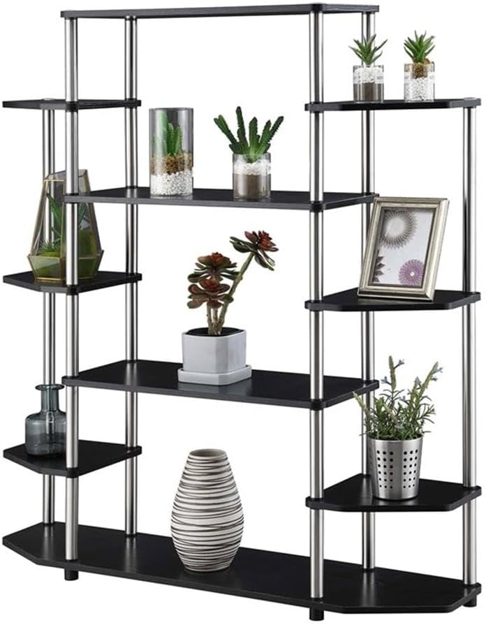 Convenience Concepts Designs2Go No Tools Wall Unit Bookshelf 47.25' - Contemporary Storage Shelves for Display, 10 Spacious Shelves for Modern Living Room, Office, Den, Black