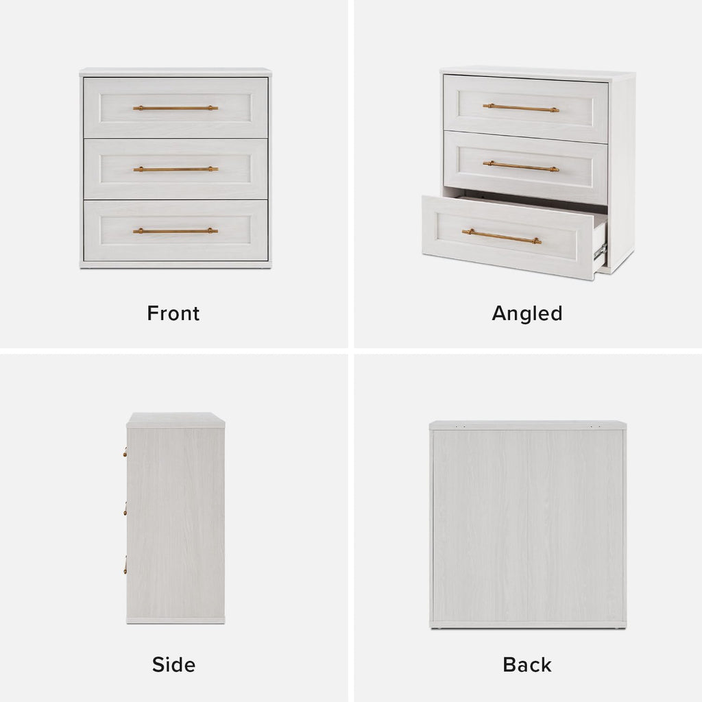 mopio Blake 3 Drawer Dresser for Bedroom, Chest of Drawers, Wood Dresser Organizer, Modern Farmhouse, Tall Night Stand, Enhanced Safety, Sturdy Compliant (White Oak, Single)