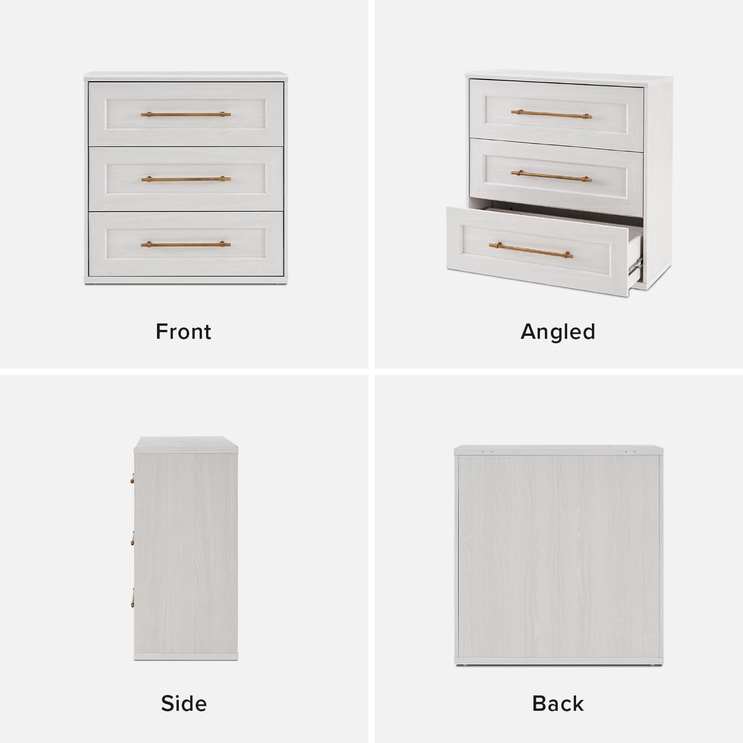 mopio Blake 3 Drawer Dresser for Bedroom, Chest of Drawers, Wood Dresser Organizer, Modern Farmhouse, Tall Night Stand, Enhanced Safety, Sturdy Compliant (White Oak, Single)