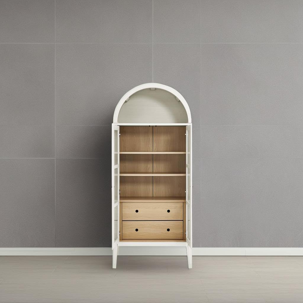 Modway EEI-6639-WHI-OAK Nolan Tall Arched Storage Display Cabinet, White Oak