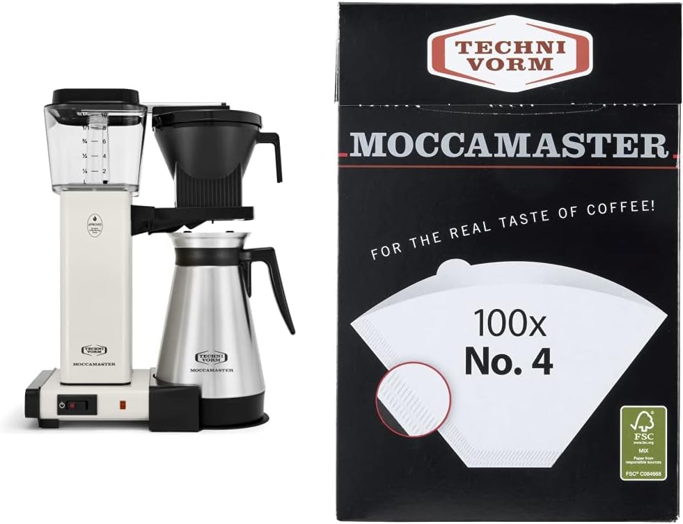 Technivorm Moccamaster 79318 KBGT 10-Cup Coffee Maker and #4 White Paper Filters Bundle