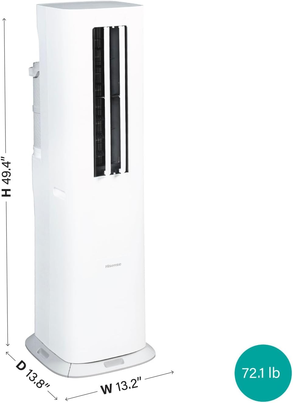 Hisense 8,000 BTU Portable Inverter Air Conditioner with Dehumidifier, Quiet Operation & Dual Hose Design, AC Heater Combo Unit for Room in White