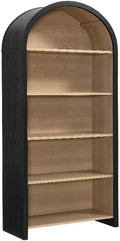 Modway Evie Modern Arched Wide Bookcase in Black - 76 Inch Open Shelf Display Cabinet - Stylish 5-Tier Bookshelf for Living Room, Dining Room, or Home Office