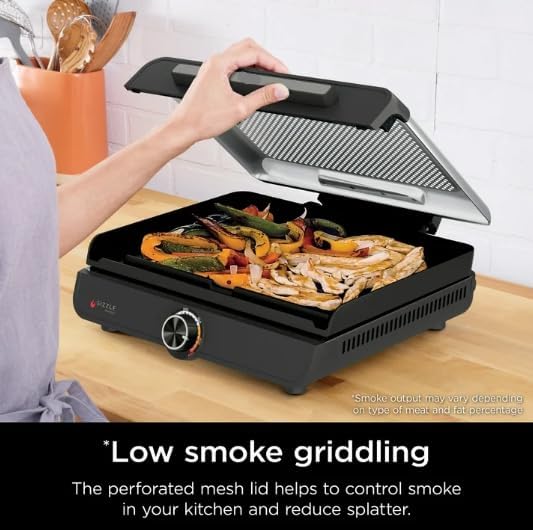 Sizzle 14' Electric Griddle, 500F High Heat Kitchen Grill with Nonstick Plate, Low-Smoke Technology, Edge-to-Edge Heating, Family-Sized Capacity, Countertop Cooking ToolIndoor,1450 W (GR100GDL)