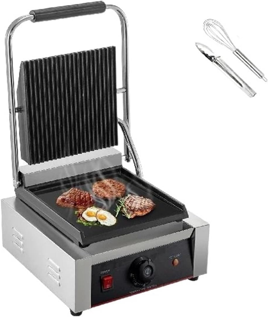 Electric Contact Grill Commercial Pancake Maker Grill, Non-Stick For Outdoor Camping Cooking Sandwiches Steaks Meats Easy To Use For Beginners And Professionals Alike ( Color : Flat and Wave Plate )