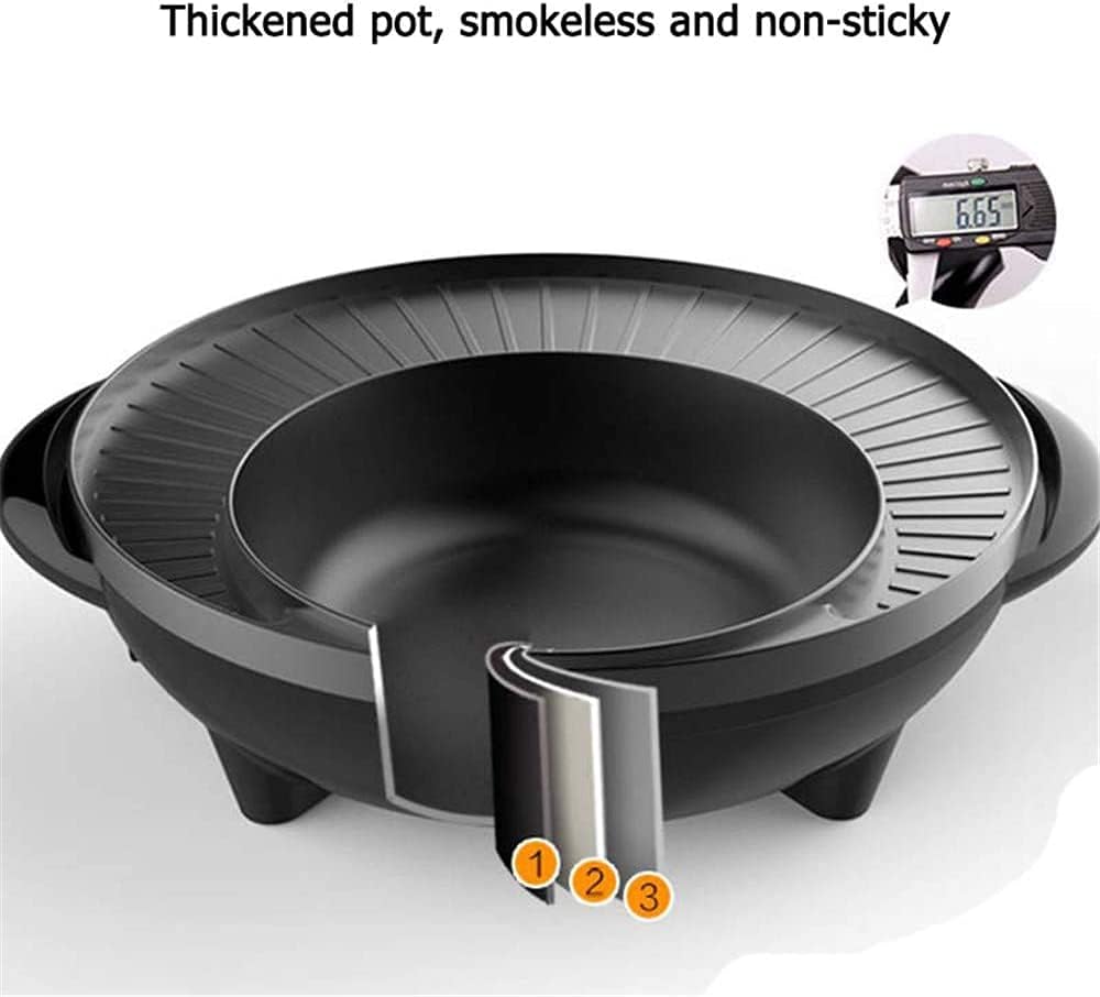 Electric Grill Indoor 2 in 1 Electric Smokeless Grill And Hot Pot Electric Hot Pot Grill 110V Split Easy Cleaning Dual Temperature Control