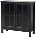 OS Home and Office Furniture Transitional Wood Accent Display Cabinet in Black