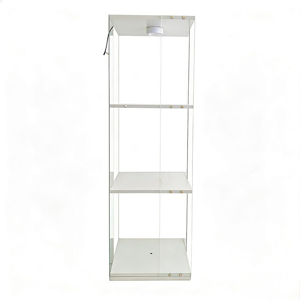 3-Tier Rotating Tempered Glass Display Cabinet, Floor Standing Curio Case with LED Touch Lights, Adjustable Feet for Living Room Corridor, Holds Collectibles Figurines Wine Trophy Jewelry,White