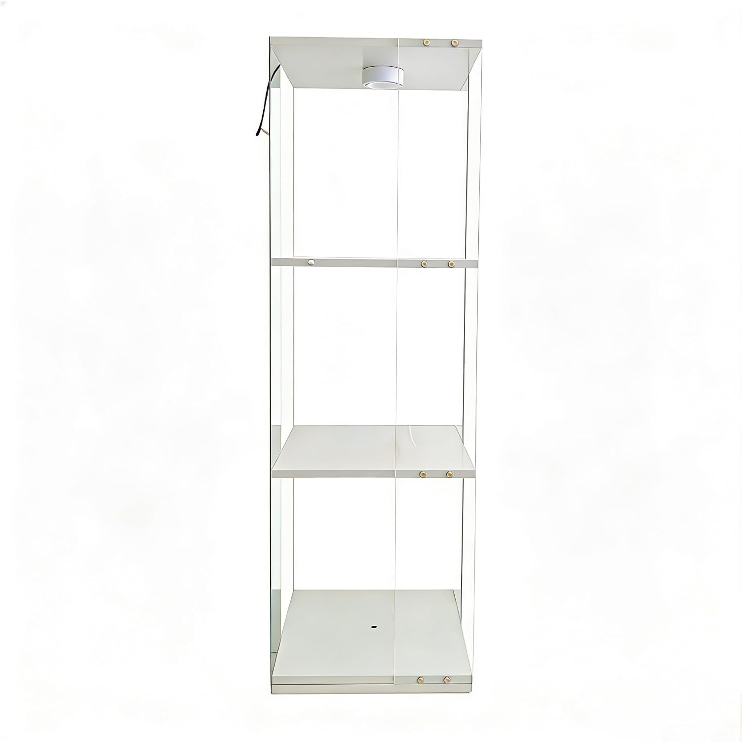 3-Tier Rotating Tempered Glass Display Cabinet, Floor Standing Curio Case with LED Touch Lights, Adjustable Feet for Living Room Corridor, Holds Collectibles Figurines Wine Trophy Jewelry,White