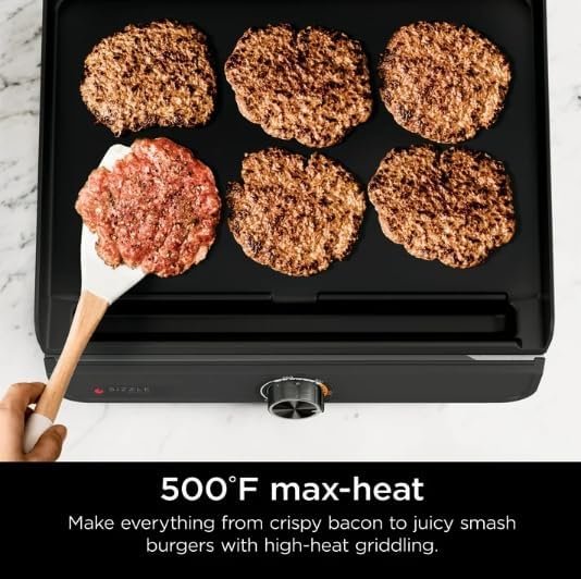 Sizzle 14' Electric Griddle, 500F High Heat Kitchen Grill with Nonstick Plate, Low-Smoke Technology, Edge-to-Edge Heating, Family-Sized Capacity, Countertop Cooking ToolIndoor,1450 W (GR100GDL)