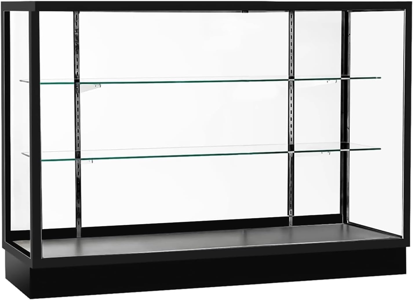 48'D * 20'W * 38'H - Retail Full Vision Showcase - Glass Display Cabinet with Black Aluminum Frame and led Lights