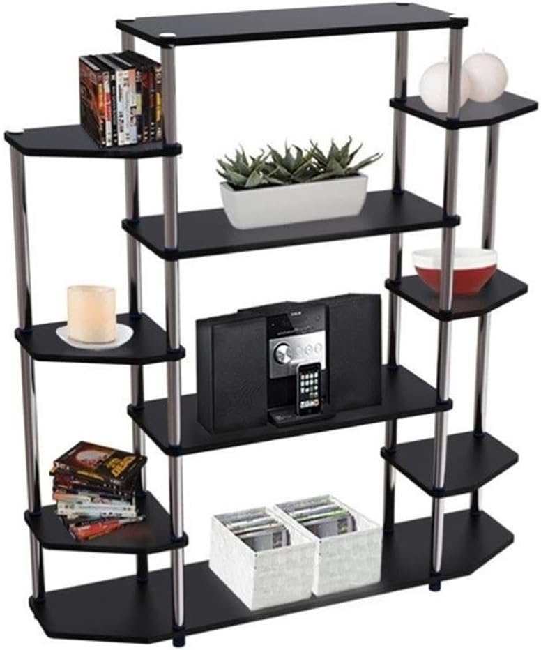 Convenience Concepts Designs2Go No Tools Wall Unit Bookshelf 47.25' - Contemporary Storage Shelves for Display, 10 Spacious Shelves for Modern Living Room, Office, Den, Black