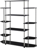 Convenience Concepts Designs2Go No Tools Wall Unit Bookshelf 47.25' - Contemporary Storage Shelves for Display, 10 Spacious Shelves for Modern Living Room, Office, Den, Black