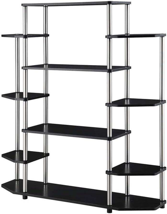 Convenience Concepts Designs2Go No Tools Wall Unit Bookshelf 47.25' - Contemporary Storage Shelves for Display, 10 Spacious Shelves for Modern Living Room, Office, Den, Black