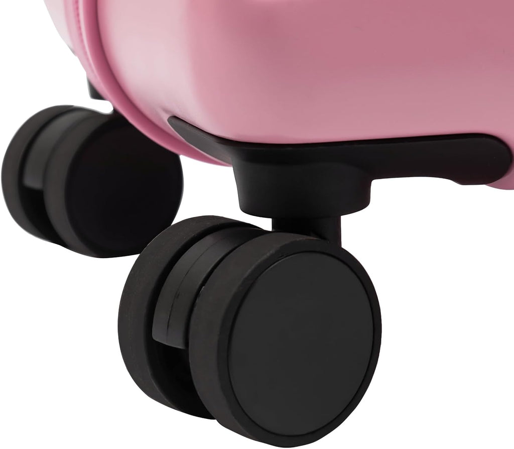 DNYSYSJ 20' Children's Ride On Luggage, Kid's Trolley Suitcase with Universal Wheels and Password Lock, Carry On Luggage Rolling Luggage, Aged 1-6 Years, ABS+PC (Pink, Snail Pattern)