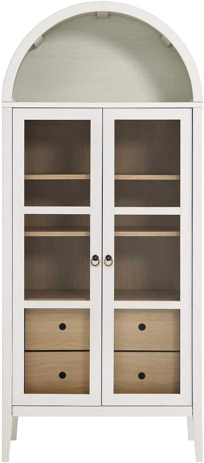Modway EEI-6639-WHI-OAK Nolan Tall Arched Storage Display Cabinet, White Oak