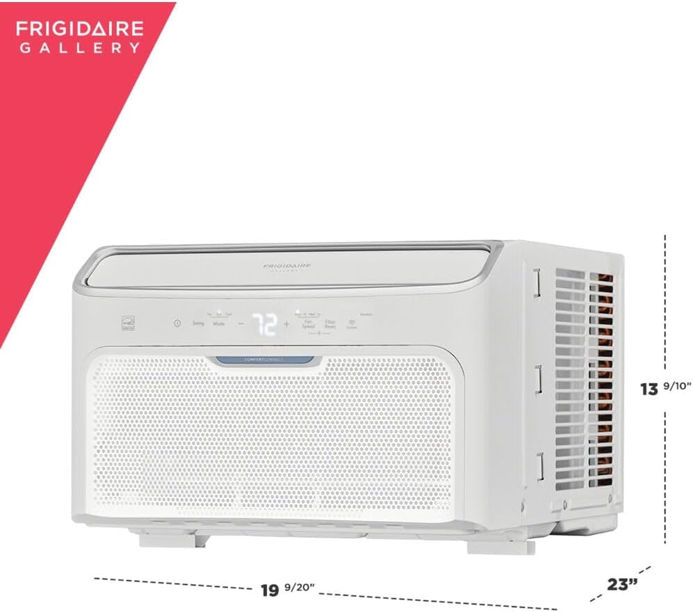 Frigidaire Gallery 10,000 BTU Smart Inverter Window Air Conditioner & Dehumidifier with Remote, 115V, Cools up to 450 Sq. Ft. for Apartment, Bedroom, Medium Rooms