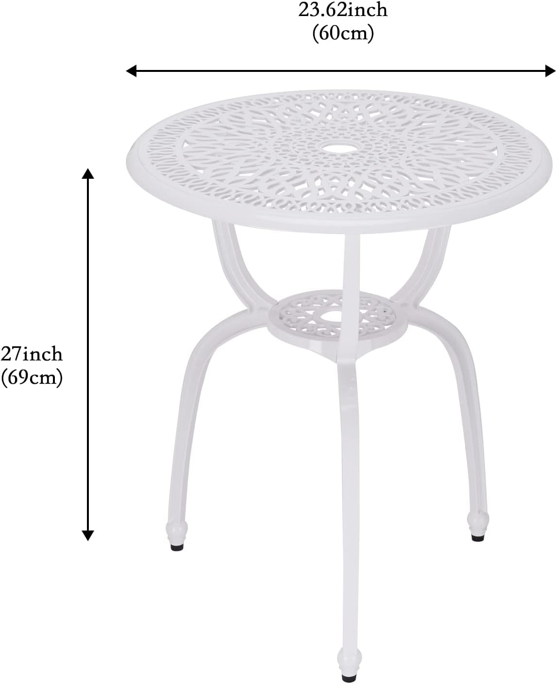 3 Piece Bistro Set,Outdoor Patio Set,Anti-Rust Cast Aluminum Bistro Table Set for Park Yard Front Porch Furniture(New White)…