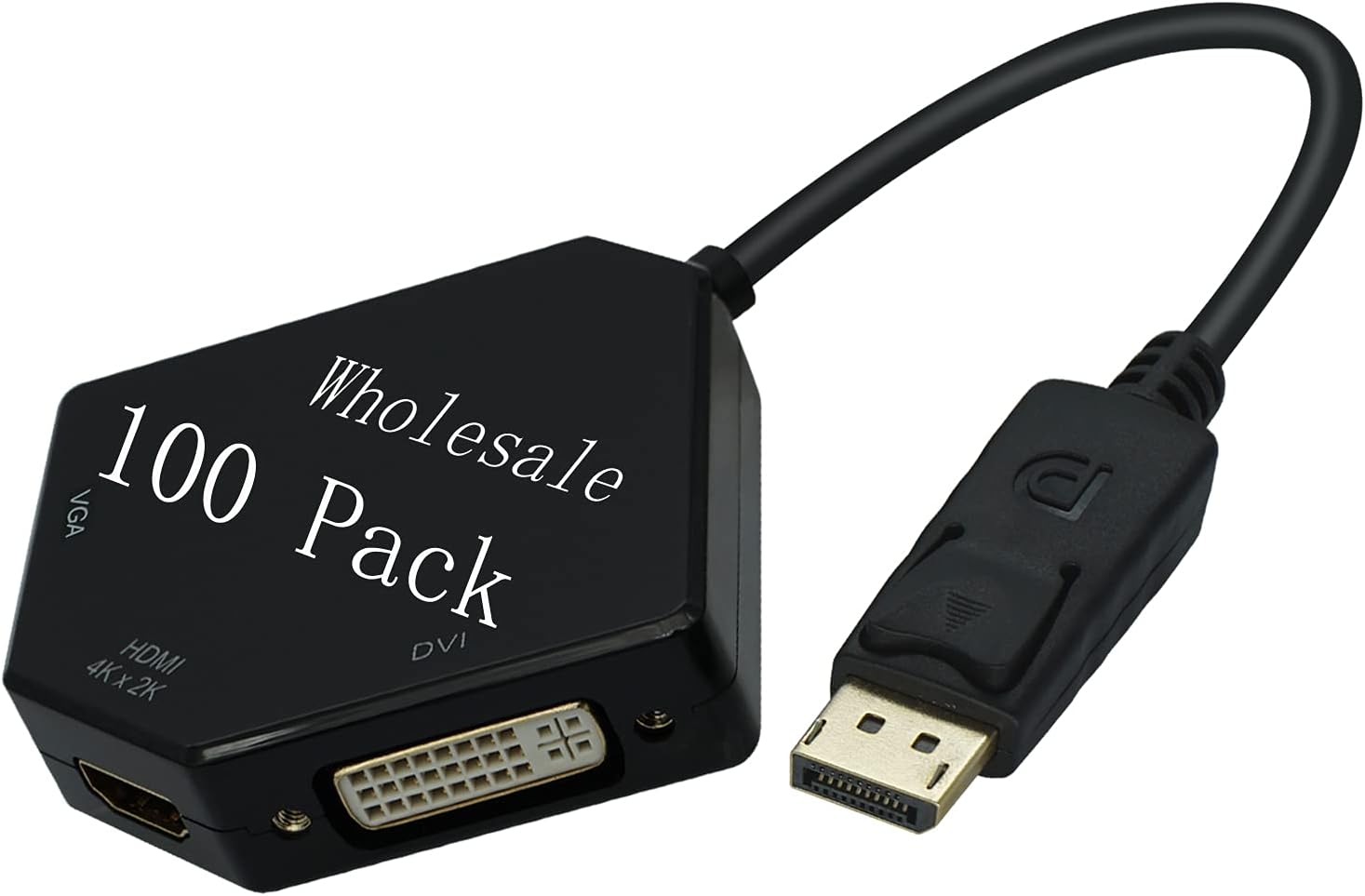 DP to HDMI VGA DVI Adapter Displayport to HDMI 4K Adapter 3 in 1 Display Port to HDMI VGA DVI Converter Male to Female Gold-Plated (Diamond Shaped) (100 Pack Diamond Shaped)