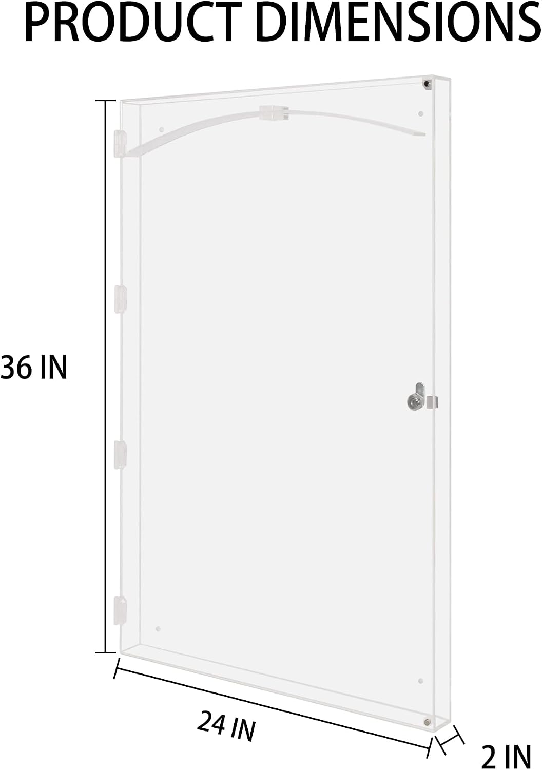 XL Large Football/Hockey Jersey Display Case Military Uniform Display Frame Police Uniform Motorcycle Jacket Shadow Box, 98% UV Protection (All Clear Acrylic Frame)