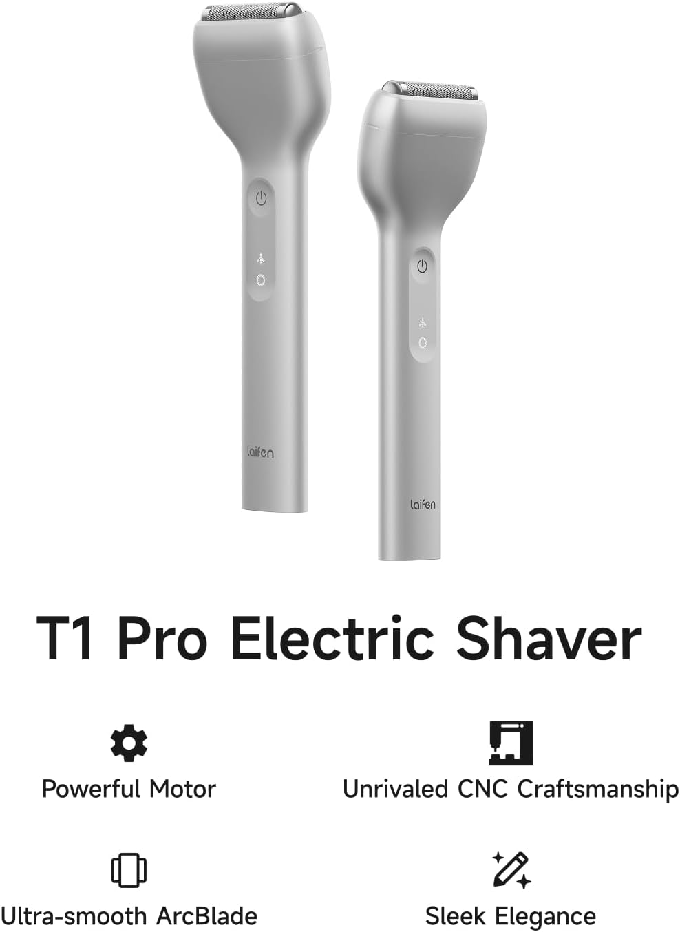 Laifen T1 Pro 1-Blade Electric Shaver, High-Speed 12,000 Cuts/Min, Long Hair Trimmer with 3 Guards, for Sparse Beard & Daily Styling, Wet & Dry, IPX7 Waterproof (Aluminum Alloy)