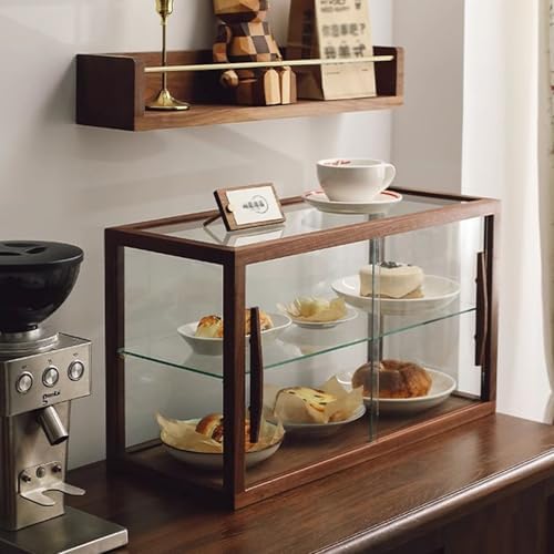 Bakery Display Case, Wood Countertop Cabinet with Glass Doors, Pastry Display Case for Baked Goods Cookie Dessert Cupcake