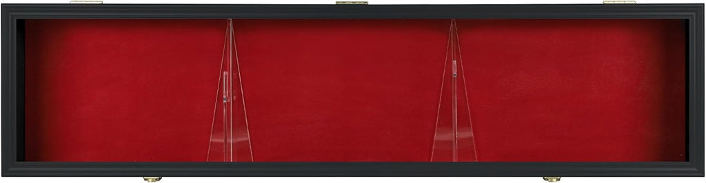 43' Single Rifle Shotgun Display Case Wall Rack Cabinet w/UV Protection, Lock, GN18(RED) (Black)