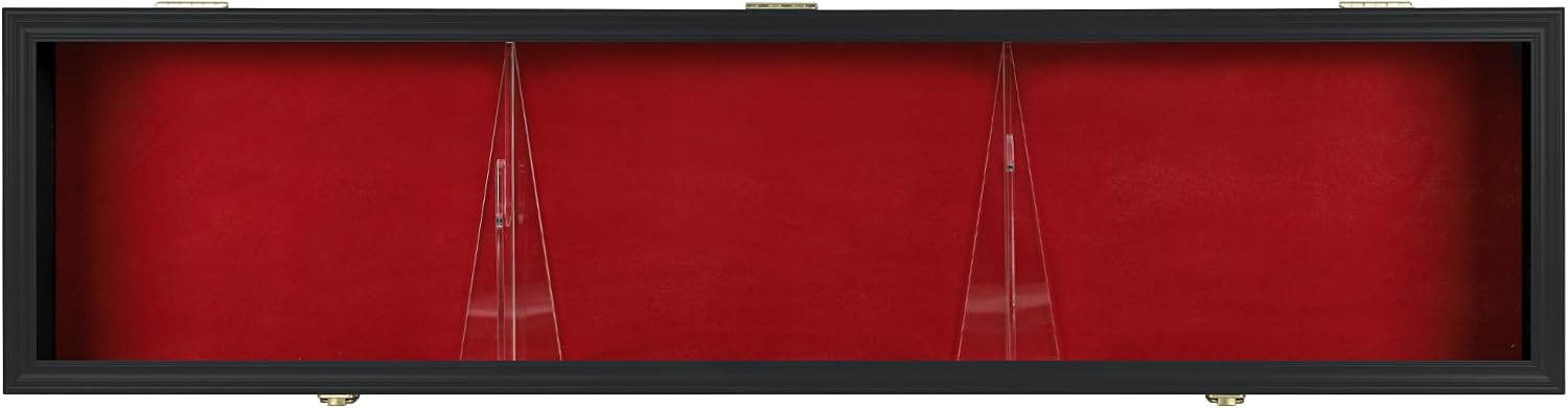 43' Single Rifle Shotgun Display Case Wall Rack Cabinet w/UV Protection, Lock, GN18(RED) (Black)