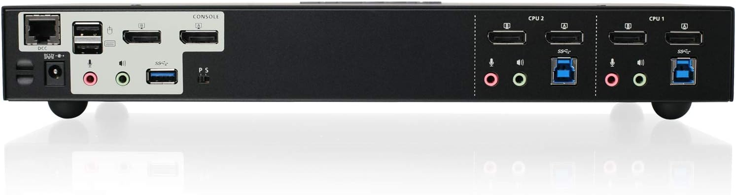 IOGEAR 2-Port Dual View DisplayPort KVMP Switch - 4K 60Hz - 2 DisplayPort In Per Channel - 2-Port USB 3.1 Hub 5Gbps - Keyboard Mouse Input - 7.1 HD Audio - Front Panel Selector - TAA Mac/Win - GCS1942