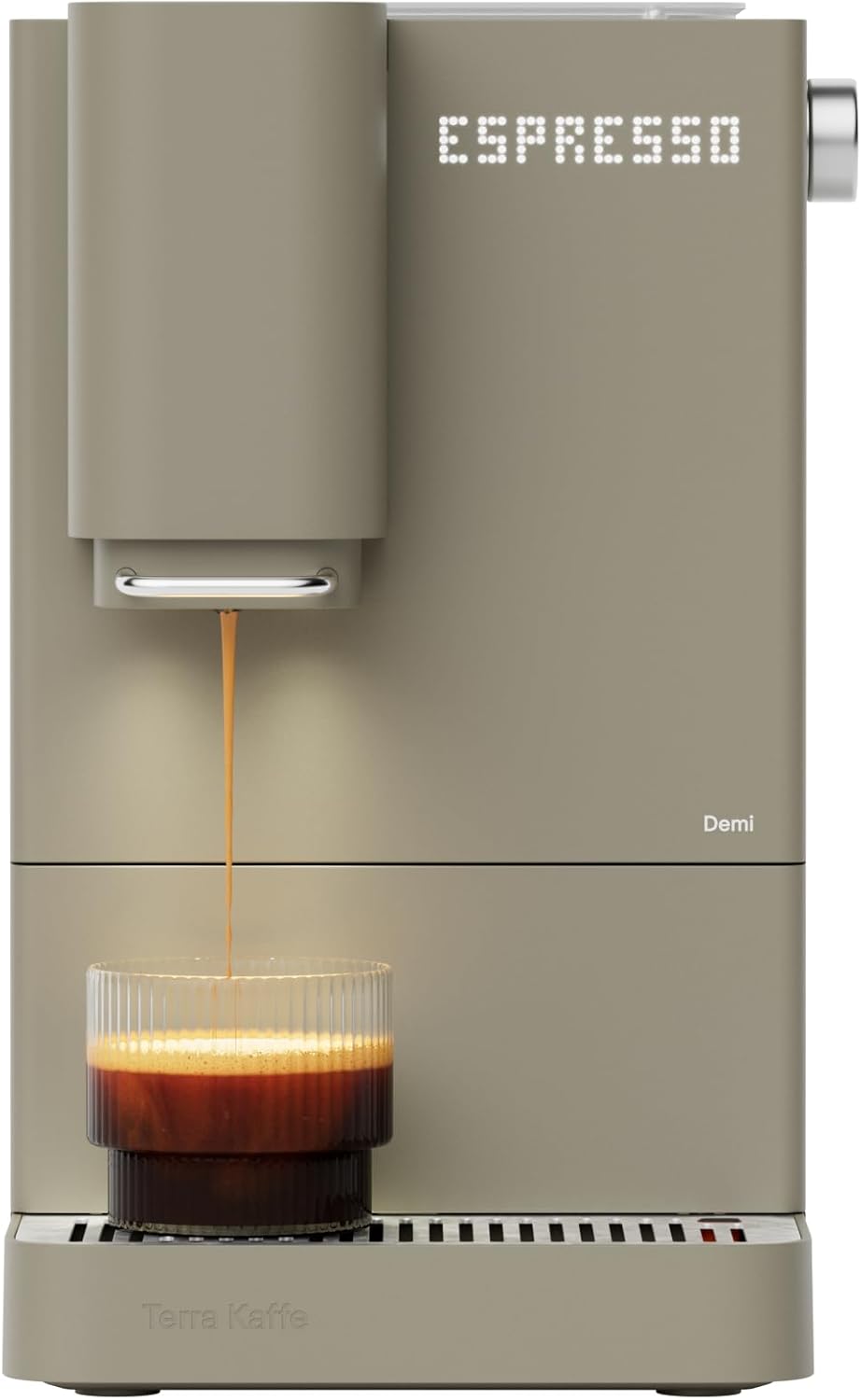 Terra Kaffe Demi Compact Fully Automatic Espresso Machine - Roaster-Approved Espresso Settings - Barista-Level Quality with Built-In Grinder - Coffee Machine - Dune