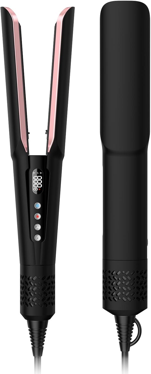 slopehill 2-in-1 Hair Straightener and Blow Dryer, Professional Flat Iron with High-Speed Airflow Technology for Straight, Smooth Hair (Black)