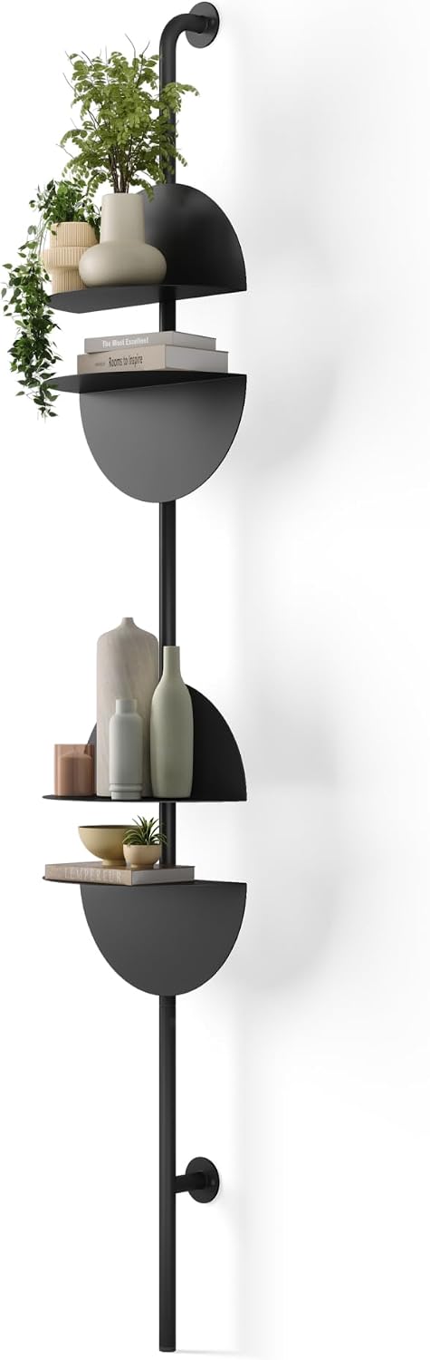 Umbra Solis Metal Display Shelf with 4 Adjustable Shelves, Black
