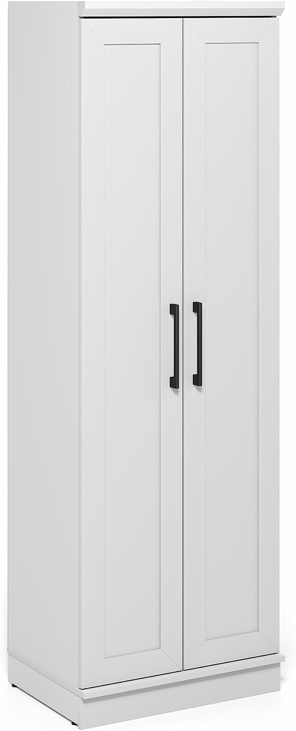 Furinno Robin Storage Cabinet, 5-Tier Pantry Cabinet with Adjustable Shelves, 23W with 2 Shaker-Doors, Kitchen Cabinet, Organization and Storage, for Pantry, Living Room, Home Office, White